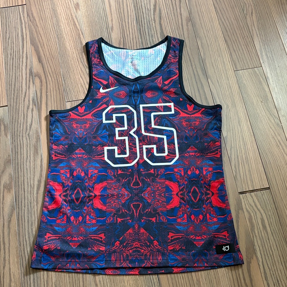 Nike Red & Navy KD 35 Kaleidoscope Basketball Jersey